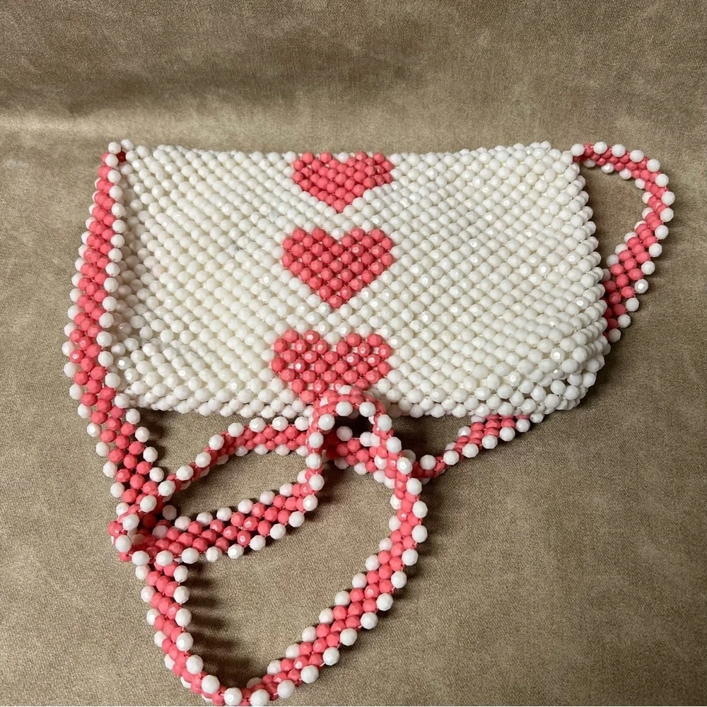 Isaac Mizrahi Heart beaded Envelope Purse Handbag - Picture 4 of 5